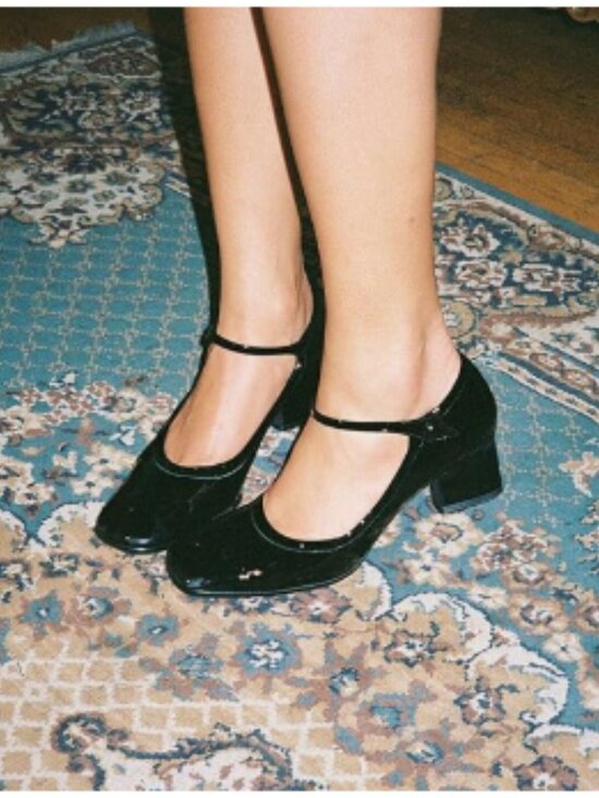 YDN Shoes - YDN Black Square Toe Mary Jane Pumps Slip On Chunky Heels Comfort Shoes
